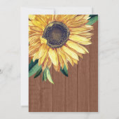 素朴なひまわりブラウンウッドウェディング ブライダルシャワー 招待状 (裏面)