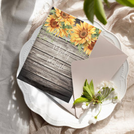 素朴なひまわりブーケの水彩画 ウェディング 招待状