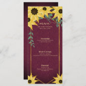 素朴なひまわりユーカリ材ウォーターカラー花 メニュー (正面/裏面)