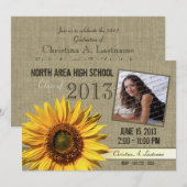 素朴なひまわり卒業写真 招待状 (正面/裏面)