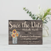 素朴なひまわり地方のヴィンテージウッド Save the Date 招待状 (スタンド正面)