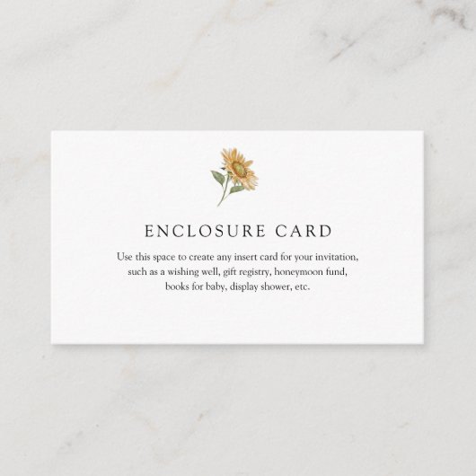 素朴なひまわり封筒カード エンクロージャーカード (正面)