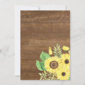 素朴なひまわり花模様の木製サマー ファースト バースデー 招待状 (裏面)