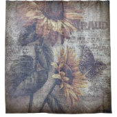 素朴なひまわり蝶のエフェメラ シャワーカーテン (正面)