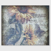 素朴なひまわり蝶の儚いデザイン ラッピングペーパー (フラット)