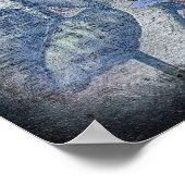 素朴なひまわり蝶青色のエフェメラ グランジ ポスター (角)