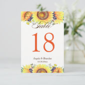 素朴なひまわり おしゃれな結婚式 テーブルナンバー (スタンド正面)