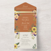 素朴なひまわり エレガントな花のウェディング オールインワン招待状 (内側)