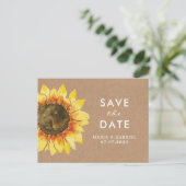 素朴なひまわり。カントリーウェディング  保存の日付をお知らせ インビテーションポストカード (スタンド正面)