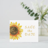素朴なひまわり。カントリーウェディング Save the Date インビテーションポストカード (スタンド正面)
