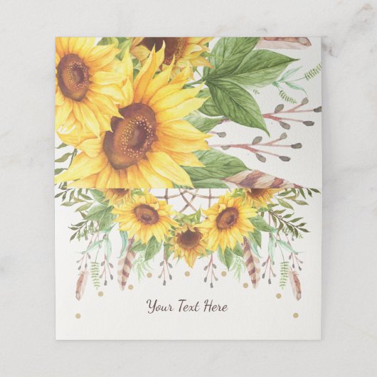 素朴なひまわり ボヘミアンチックなドリームキャッチャー 食品ラベル プレイスカード (外部開封)