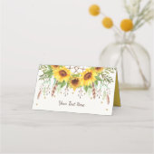 素朴なひまわり ボヘミアンチックなドリームキャッチャー 食品ラベル プレイスカード (正面)