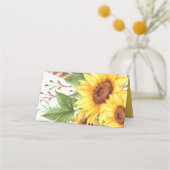 素朴なひまわり ボヘミアンユニコーンフードラベル プレイスカード (裏面)