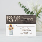 素朴なひまわり メイソンジャー ウッド カントリー RSVP 招待状 (スタンド正面)