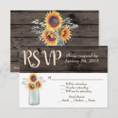 素朴なひまわり メイソンジャー 木製 カントリー 受付 招待状 (正面/裏面)
