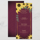 素朴なひまわり ユーカリ材 ウォーターカラー 花 メニュー (正面/裏面)