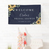 素朴なひまわり ユーカリ ネイビーブルー 横断幕 (インサイチュ)