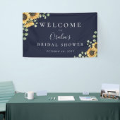 素朴なひまわり ユーカリ ネイビーブルー 横断幕 (トレードショー)