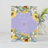 素朴なひまわり ラベンダー ブライダルシャワー 招待状 (スタンド正面)