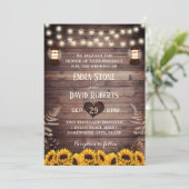 素朴なひまわり ヴィンテージ ランタン 秋のウェディング 招待状 (スタンド正面)