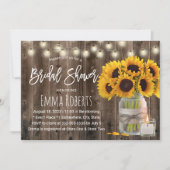 素朴なひまわり 花のメイソンジャー ブライダルシャワー 招待状 (正面)