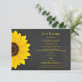素朴なひまわり 黒板スタイルのカントリーウェディング エンクロージャーカード (スタンド正面)