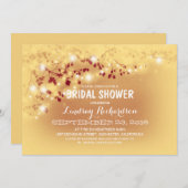 素朴なひもはロマンチックなブライダルシャワーをつけます 招待状 (正面/裏面)