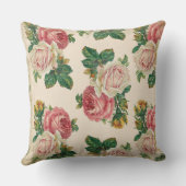 素朴なぼろぼろのばら色の花パターンピンクのバラ クッション (裏面)