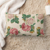 素朴なぼろぼろのばら色の花パターンピンクのバラ ランバークッション (ブランケット)