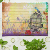 素朴なぼろぼろのシックでカラフルなヴィンテージの花柄 キッチンタオル (折り畳み)