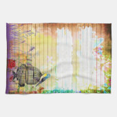 素朴なぼろぼろのシックでカラフルなヴィンテージの花柄 キッチンタオル (横)
