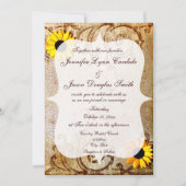 素朴なぼろぼろのヒマワリの渦巻の結婚式招待状 招待状 (正面)