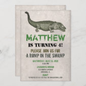 素朴なわにワニの誕生日の招待 招待状 (正面/裏面)