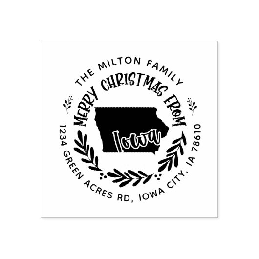 素朴なアイオワメリークリスマス差出人住所 ラバースタンプ (インプリント)