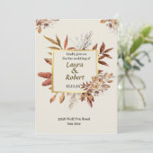 素朴なアウトドアの秋の花の結婚式招待状 招待状 (スタンド正面)