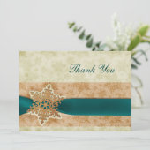 素朴なアクアウィンターウェディングありがとう 招待状 (スタンド正面)