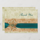 素朴なアクアウィンターウェディングありがとう 招待状 (正面/裏面)