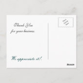 素朴なアクア金ゴールドビジネスサンキューカード ポストカード (裏面)