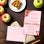 素朴なアップルシャワー招待状 - 赤い水彩画 招待状