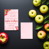 素朴なアップルシャワー招待状 - 赤い水彩画 招待状