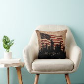 素朴なアメリカの旗のニューヨークのスカイライン|の陸標 クッション (椅子)