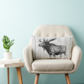 素朴なアメリカヘラジカのスケッチおよび月桂樹の白い木製の板 ランバークッション (椅子)