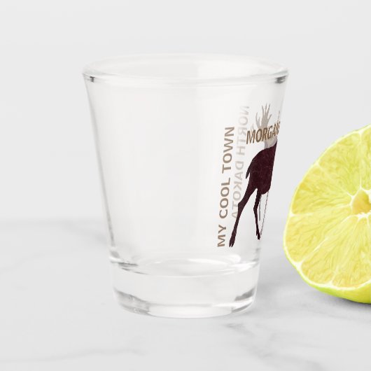 素朴なアメリカヘラジカのフェイクな革カッコいいはあなたの州を加えます ショットグラス (左)