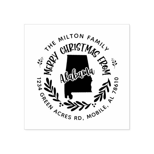 素朴なアラバマメリークリスマス差出人住所 ラバースタンプ (インプリント)