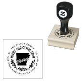 素朴なアーカンサスメリークリスマス差出人住所 ラバースタンプ (押印)