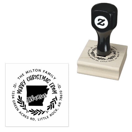 素朴なアーカンサスメリークリスマス差出人住所 ラバースタンプ (押印)