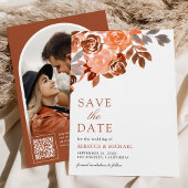 素朴なアースカラーのテラコッタフラワーの結婚式フォト セーブザデート