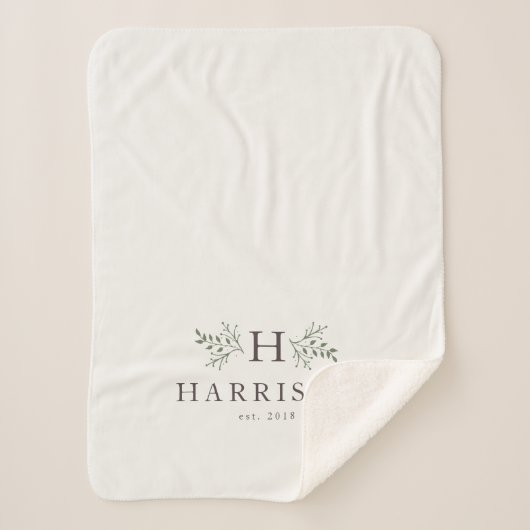 素朴なイニシャル シェルパブランケット (正面)