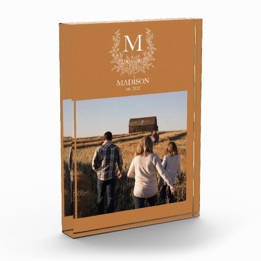 素朴なイニシャル　銅製のオリジナル文字 フォトブロック (左)