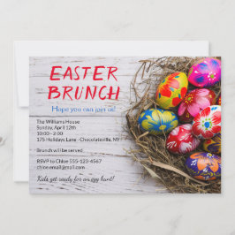 素朴なイースターの朝食 手描きの卵 | 休日 招待状